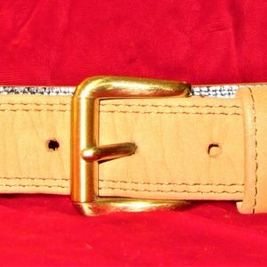 MARIE GALANTE FRENCH MADE TAN LEATHER BELT-30 IN.